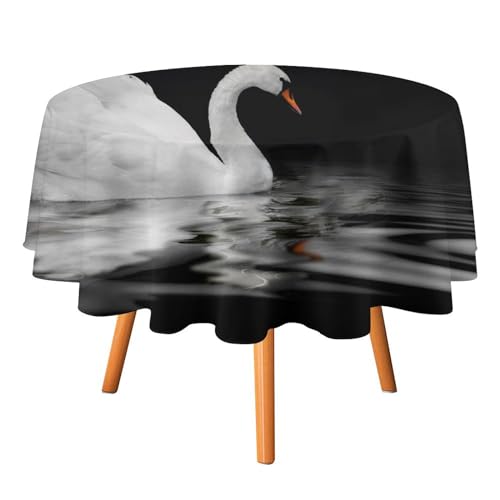 Schöne Schwanen-Tischdecke, rund, 127 cm, Schwarze Tiere, Schwanensee, Vollmond, für Küche und Esszimmer Schöne Schwanen-Tischdecke, rund, 127 cm, Schwarze Tiere, Schwanensee, Vollmond, für Küche und Esszimmer von SMAZDFXX