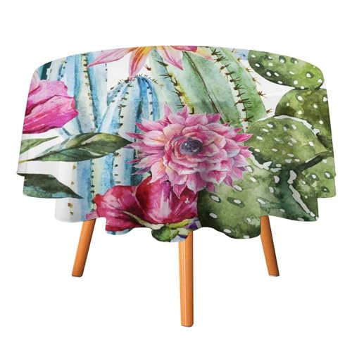 Tischdecke mit Aquarell-Sukkulenten, Pflanzen und Kakteen, rund, 177,8 cm, abstrakte rustikale Tropische Wüstenblumen für Küche und Esszimmer Tischdecke mit Aquarell-Sukkulenten, Pflanzen und Kakteen, rund, 177,8 cm, abstrakte rustikale Tropische Wüstenblumen für Küche und Esszimmer von SMAZDFXX