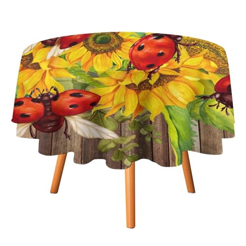 Tischdecke mit Cartoon-Aquarell-Marien, rund, 127 cm, Vintage-Bauernhaus-Stil, Holzblumenmuster, Sonnenblume für Küche und Esszimmer Tischdecke mit Cartoon-Aquarell-Marien, rund, 127 cm, Vintage-Bauernhaus-Stil, Holzblumenmuster, Sonnenblume für Küche und Esszimmer von SMAZDFXX