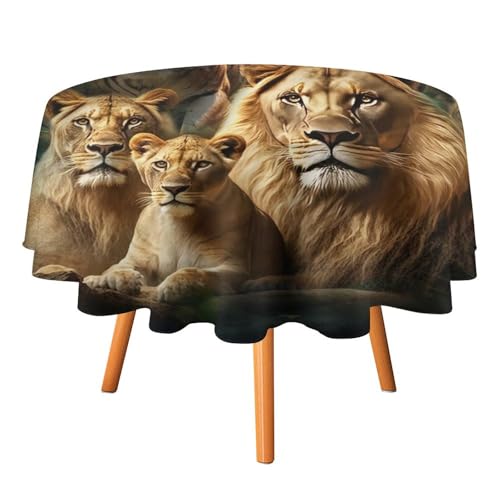 Tischdecke mit Fantasie-Motiven, tropischen Dschungeltieren, rund, 91,4 cm, Cooler Natur-Wildtier-Tiger-Leoparden-Löwen-Druck für Küche und Esszimmer Tischdecke mit Fantasie-Motiven, tropischen Dschungeltieren, rund, 91,4 cm, Cooler Natur-Wildtier-Tiger-Leoparden-Löwen-Druck für Küche und Esszimmer von SMAZDFXX