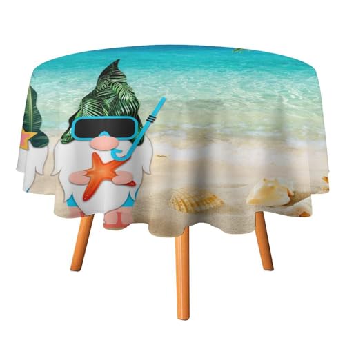 Tischdecke mit Zwergenmotiv, rund, 177,8 cm, mit Sommer- und Strandmotiv, lustige Tropische -Palme, Muschel für Küche und Esszimmer Tischdecke mit Zwergenmotiv, rund, 177,8 cm, mit Sommer- und Strandmotiv, lustige Tropische -Palme, Muschel für Küche und Esszimmer von SMAZDFXX