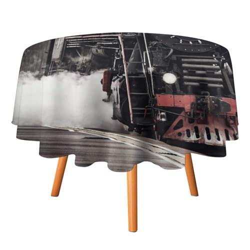Tischdecken im Retro-Eisenbahn-Stil, rund, 91,4 cm, rustikales Vintage-Eisenbahn-Thema mit Indianer-Western-Motiv, Dampfzug für Küche und Esszimmer Tischdecken im Retro-Eisenbahn-Stil, rund, 91,4 cm, rustikales Vintage-Eisenbahn-Thema mit Indianer-Western-Motiv, Dampfzug für Küche und Esszimmer von SMAZDFXX