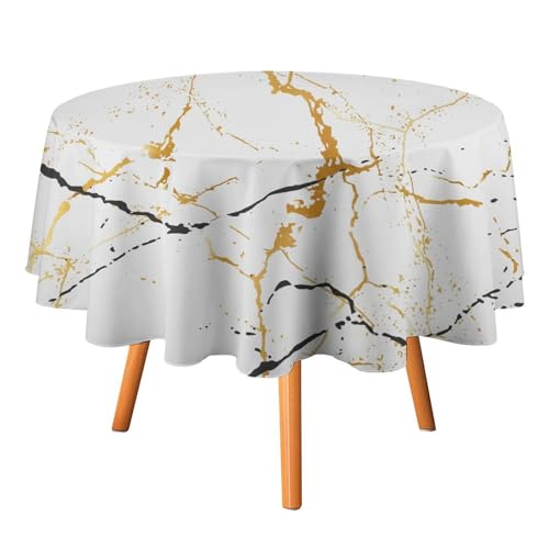 Tischdecken mit Abstrakter, moderner Kunst, weißem Marmor, rund, 127 cm, rustikaler, luxuriöser, weißer, Goldener Marmor für Küche und Esszimmer Tischdecken mit Abstrakter, moderner Kunst, weißem Marmor, rund, 127 cm, rustikaler, luxuriöser, weißer, Goldener Marmor für Küche und Esszimmer von SMAZDFXX