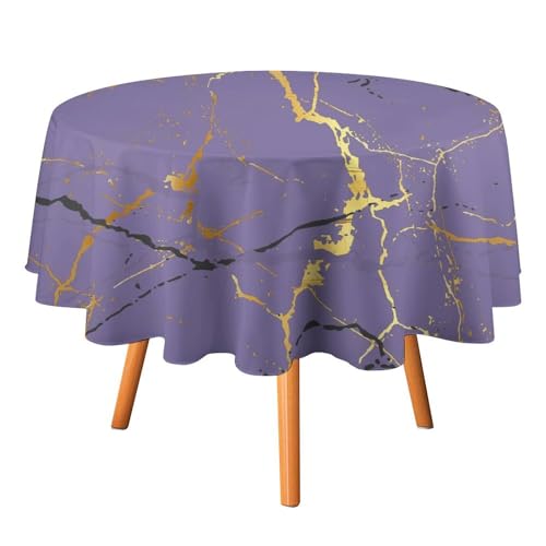 Tischdecken mit Abstrakter, moderner Kunst und violettem Marmor, rund, 152,4 cm, rustikaler, luxuriöser violetter, Goldener Marmor für Küche und Esszimmer Tischdecken mit Abstrakter, moderner Kunst und violettem Marmor, rund, 152,4 cm, rustikaler, luxuriöser violetter, Goldener Marmor für Küche und Esszimmer von SMAZDFXX