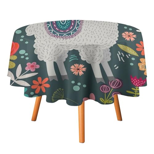 Tischdecken mit Aquarell-Tier-Alpaka-Motiven, rund, 91,4 cm, abstrakt, süß, bunt, Blumenblätter, Alpaka-Tischdecken, waschbar für den Innen- und Außenbereich Tischdecken mit Aquarell-Tier-Alpaka-Motiven, rund, 91,4 cm, abstrakt, süß, bunt, Blumenblätter, Alpaka-Tischdecken, waschbar für den Innen- und Außenbereich von SMAZDFXX