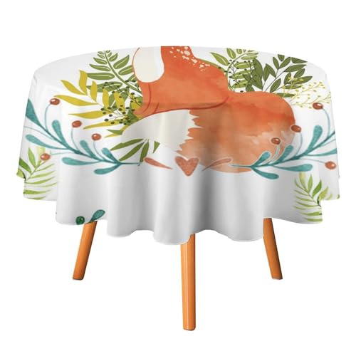 Tischdecken mit Cartoon-Fuchs-Kunst, rund, 152,4 cm, Aquarell, Mitte des Jahrhunderts, süßes Tier-Fuchs-Dekor für Küche und Esszimmer Tischdecken mit Cartoon-Fuchs-Kunst, rund, 152,4 cm, Aquarell, Mitte des Jahrhunderts, süßes Tier-Fuchs-Dekor für Küche und Esszimmer von SMAZDFXX