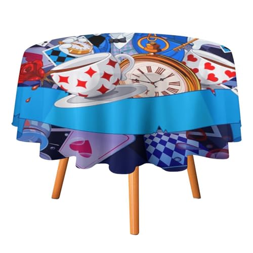 Tischdecken mit Cartoon-Kaninchen, rund, 91,4 cm, süße Tischdecken mit Wunderland-Tieren und Hasen-Blumen-Design, waschbar für den Innen- und Außenbereich Tischdecken mit Cartoon-Kaninchen, rund, 91,4 cm, süße Tischdecken mit Wunderland-Tieren und Hasen-Blumen-Design, waschbar für den Innen- und Außenbereich von SMAZDFXX