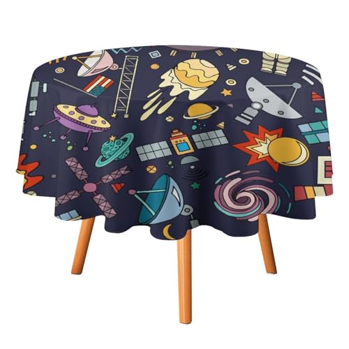 Tischdecken mit Cartoon-Robotern, rund, 91,4 cm, für Tische, Bedruckt mit Wissenschaft, Weltraum, Universum, Planeten, Tischdecken für Küche und Esszimmer Tischdecken mit Cartoon-Robotern, rund, 91,4 cm, für Tische, Bedruckt mit Wissenschaft, Weltraum, Universum, Planeten, Tischdecken für Küche und Esszimmer von SMAZDFXX