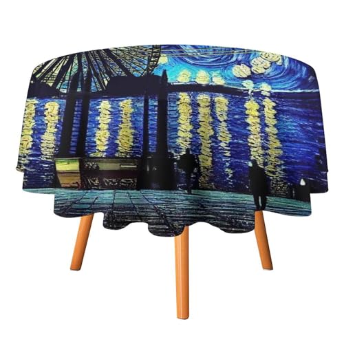 Tischdecken mit Fantasy-Galaxie-Riesenrad-Motiv, rund, 127 cm, Abstrakter Blauer Riesenrad-Straßendruck für Tischdecke für Küche und Esszimmer Tischdecken mit Fantasy-Galaxie-Riesenrad-Motiv, rund, 127 cm, Abstrakter Blauer Riesenrad-Straßendruck für Tischdecke für Küche und Esszimmer von SMAZDFXX