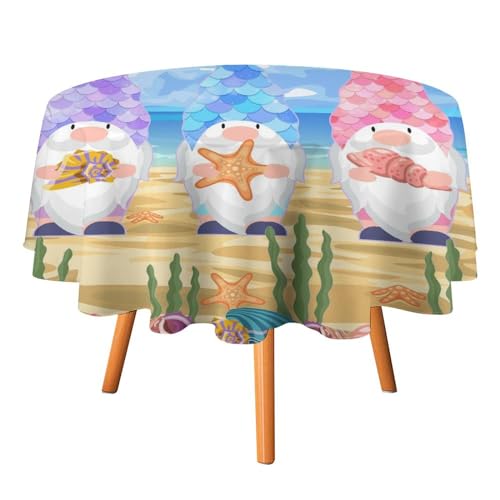 Tischdecken mit Gnomen-Meerjungfrau-Design, rund, 127 cm, Sommer-Strand-Thema, tropischer Unterwasserwelt-Druck für Küche und Esszimmer Tischdecken mit Gnomen-Meerjungfrau-Design, rund, 127 cm, Sommer-Strand-Thema, tropischer Unterwasserwelt-Druck für Küche und Esszimmer von SMAZDFXX