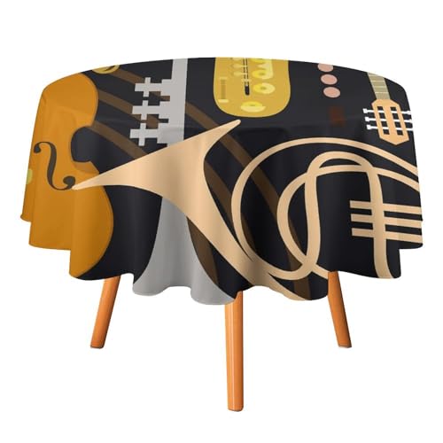 Tischdecken mit Retro-Musik, Jazz-Gitarre, rund, 91,4 cm, abstrakte Moderne Kunst, Keyboard-Instrument für Küche und Esszimmer Tischdecken mit Retro-Musik, Jazz-Gitarre, rund, 91,4 cm, abstrakte Moderne Kunst, Keyboard-Instrument für Küche und Esszimmer von SMAZDFXX