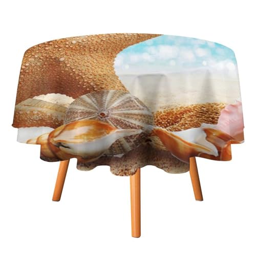 Tischdecken mit Strandmotiv, rund, 91,4 cm, Aufdruck, natürliches -Motiv, Sommer, Meer, e, Muscheln, Möwe, für Küche und Esszimmer Tischdecken mit Strandmotiv, rund, 91,4 cm, Aufdruck, natürliches -Motiv, Sommer, Meer, e, Muscheln, Möwe, für Küche und Esszimmer von SMAZDFXX