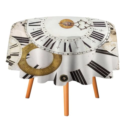 Vintage-Taschentischdecken, rund, 127 cm, Steampunk-Uhr, rustikaler Alter mechanischer Uhrendruck für Tischdecke für Küche und Esszimmer Vintage-Taschentischdecken, rund, 127 cm, Steampunk-Uhr, rustikaler Alter mechanischer Uhrendruck für Tischdecke für Küche und Esszimmer von SMAZDFXX