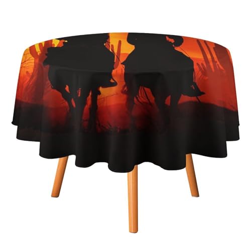 West Country Cowboy Western-Tischdecken, rund, 177,8 cm, Amerika, Wüste, Sonnenuntergang, Cowboys, Pferde, Kaktus, für Küche und Esszimmer West Country Cowboy Western-Tischdecken, rund, 177,8 cm, Amerika, Wüste, Sonnenuntergang, Cowboys, Pferde, Kaktus, für Küche und Esszimmer von SMAZDFXX