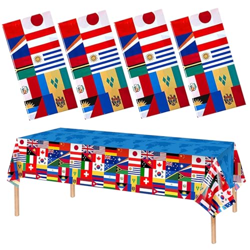 4 PCs Tischabdeckung International Flag Tischover Dekor 97 x 54 in der Weltflagge Einweg -Außenbeschwerde -Party -Party -Tischdecke für Sportveranstaltungen Bierparty von SMELEYOU