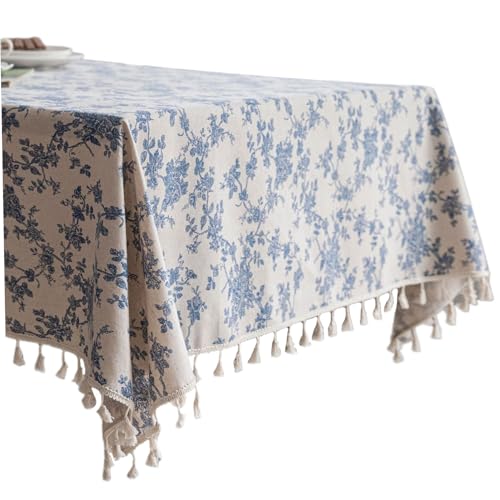 Blaue Blumentischdecke 55x71 Zoll Baumwollwäsche Blumen Tischtuchstichstching Quaste Rechteck Tischdecke Pastoral Vintage für Küchen -ESS -Picknick -Tischplatte Blaue Blumentischdecke 55x71 Zoll Baumwollwäsche Blumen Tischtuchstichstching Quaste Rechteck Tischdecke Pastoral Vintage für Küchen -ESS -Picknick -Tischplatte von SMELEYOU
