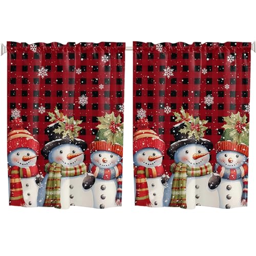 SMELEYOU Küchengardinen Scheibengardine Weihnachtsdeko Fenstergardinen Kurzgardine 70x91cm 2pcs/Set Semi Sheer Tier Weihnachtsvalancen für Fenster Kurzer Schneemann Landschaft Vorhänge stil2 SMELEYOU Küchengardinen Scheibengardine Weihnachtsdeko Fenstergardinen Kurzgardine 70x91cm 2pcs/Set Semi Sheer Tier Weihnachtsvalancen für Fenster Kurzer Schneemann Landschaft Vorhänge stil2 von SMELEYOU