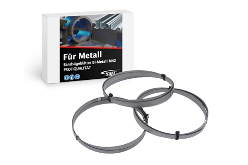 SMI 3er SET Bandsägeblatt Bi-Metall M42 Abmessung 1140 x 13 x 0,65 mm 14 ZpZ für Güde MBS 105 V, Scheppach MBS 1200, Parkside PMB 1100 B2, Einhell TE-MB 18/127, Makita LXT DPB180 Sägeband von SMI Swiss Made Industries GmbH