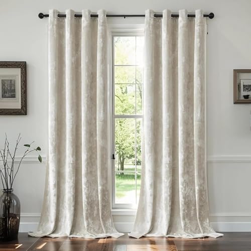 SMILETIME Elfenbeinweiße Pannesamt-Vorhänge, 132,1 x 213,4 cm, luxuriöse, wärmeisolierte, schalldichte Vorhänge für Wohnzimmer, Schlafzimmer, Büro, weich und langlebig, lichtfilternde SMILETIME Elfenbeinweiße Pannesamt-Vorhänge, 132,1 x 213,4 cm, luxuriöse, wärmeisolierte, schalldichte Vorhänge für Wohnzimmer, Schlafzimmer, Büro, weich und langlebig, lichtfilternde von SMILETIME