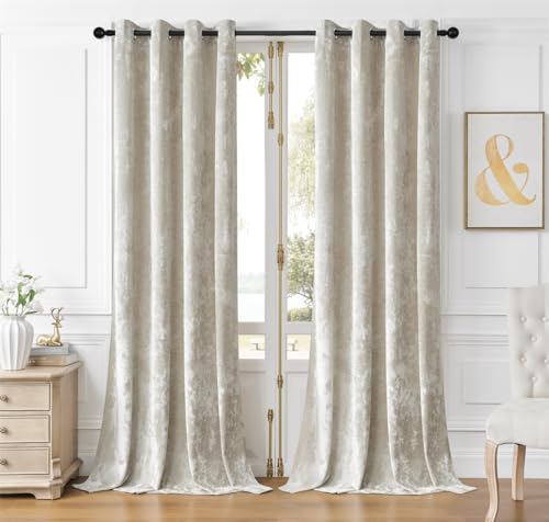 SMILETIME Elfenbeinweiße Pannesamt-Vorhänge, luxuriöse, isolierte Vorhänge für Schlafzimmer, dickere Quetschfalten, lichtfilternde Fensterpaneele, 132,1 x 243,8 cm, 2 Paneele SMILETIME Elfenbeinweiße Pannesamt-Vorhänge, luxuriöse, isolierte Vorhänge für Schlafzimmer, dickere Quetschfalten, lichtfilternde Fensterpaneele, 132,1 x 243,8 cm, 2 Paneele von SMILETIME