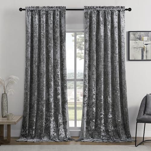 SMILETIME Graue Pannesamt-Vorhänge, 132,1 x 274,3 cm, Stangentasche, luxuriös, wärmeisoliert, schalldichte Vorhänge, weich und langlebig, lichtfilternde Fensterbehandlungen für Wohnzimmer, SMILETIME Graue Pannesamt-Vorhänge, 132,1 x 274,3 cm, Stangentasche, luxuriös, wärmeisoliert, schalldichte Vorhänge, weich und langlebig, lichtfilternde Fensterbehandlungen für Wohnzimmer, von SMILETIME