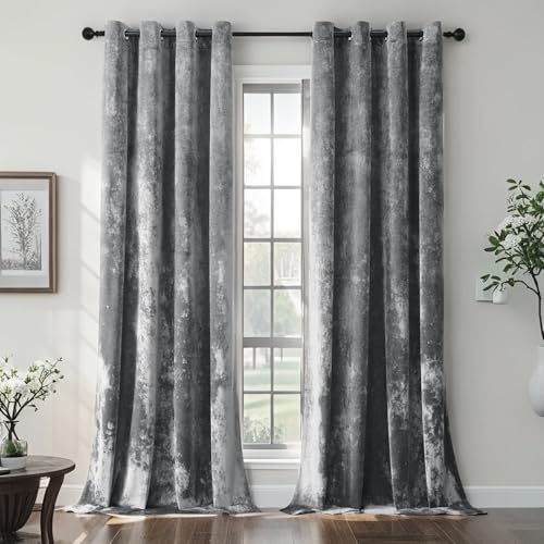 SMILETIME Graue Pannesamt-Vorhänge, luxuriös, wärmeisoliert, schalldicht, für Wohnzimmer, Schlafzimmer, Büro, weich und langlebig, lichtfilternde Fensterbehandlungen, 2 Paneele, 132,1 x 228,6 cm SMILETIME Graue Pannesamt-Vorhänge, luxuriös, wärmeisoliert, schalldicht, für Wohnzimmer, Schlafzimmer, Büro, weich und langlebig, lichtfilternde Fensterbehandlungen, 2 Paneele, 132,1 x 228,6 cm von SMILETIME