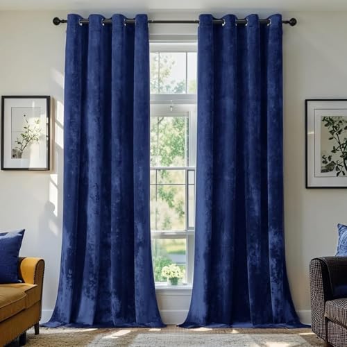 SMILETIME Marineblaue Pannesamt-Vorhänge, luxuriös, wärmeisoliert, schalldichte Vorhänge für Wohnzimmer, Schlafzimmer, Büro, weich und langlebig, lichtfilternde Fensterbehandlungen, 2 Paneele SMILETIME Marineblaue Pannesamt-Vorhänge, luxuriös, wärmeisoliert, schalldichte Vorhänge für Wohnzimmer, Schlafzimmer, Büro, weich und langlebig, lichtfilternde Fensterbehandlungen, 2 Paneele von SMILETIME