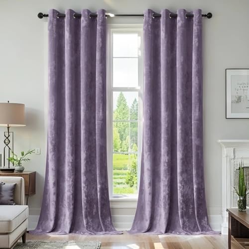SMILETIME Pannesamt-Vorhänge, luxuriös, wärmeisoliert, schalldicht, für Wohnzimmer, Schlafzimmer, Büro, weich und langlebig, lichtfilternde Fensterbehandlungen, 2 Paneele, Lila / Lila, 132,1 x 243,8 SMILETIME Pannesamt-Vorhänge, luxuriös, wärmeisoliert, schalldicht, für Wohnzimmer, Schlafzimmer, Büro, weich und langlebig, lichtfilternde Fensterbehandlungen, 2 Paneele, Lila / Lila, 132,1 x 243,8 von SMILETIME