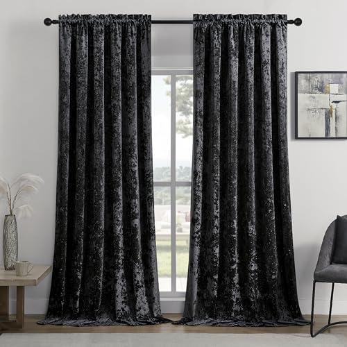 SMILETIME Schwarze Pannesamt-Vorhänge, 132,1 x 243,8 cm, Stangentasche, luxuriös, wärmeisoliert, schalldicht, weich und langlebig, lichtfilternde Fensterbehandlungen für Wohnzimmer, Schlafzimmer, 2 SMILETIME Schwarze Pannesamt-Vorhänge, 132,1 x 243,8 cm, Stangentasche, luxuriös, wärmeisoliert, schalldicht, weich und langlebig, lichtfilternde Fensterbehandlungen für Wohnzimmer, Schlafzimmer, 2 von SMILETIME