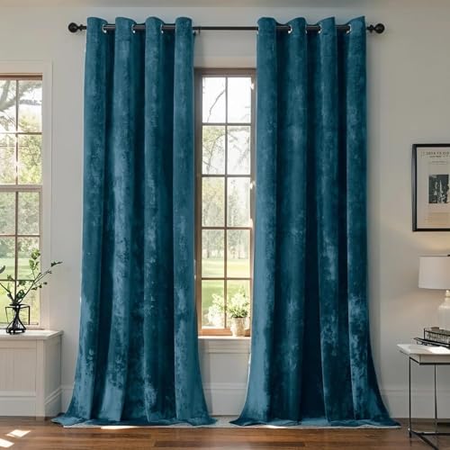 SMILETIME Tranquil Blue Pannesamt-Vorhänge, luxuriös, wärmeisoliert, schalldicht, für Wohnzimmer, Schlafzimmer, Büro, weich und langlebig, lichtfilternde Fensterbehandlungen, 2 Paneele, 132,1 x 243,8 SMILETIME Tranquil Blue Pannesamt-Vorhänge, luxuriös, wärmeisoliert, schalldicht, für Wohnzimmer, Schlafzimmer, Büro, weich und langlebig, lichtfilternde Fensterbehandlungen, 2 Paneele, 132,1 x 243,8 von SMILETIME