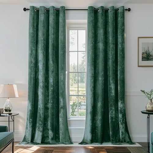 SMILETIME Waldgrüne Pannesamt-Vorhänge, luxuriös, wärmeisoliert, schalldichte Vorhänge für Wohnzimmer, Schlafzimmer, Büro, weich und langlebig, lichtfilternde Fensterbehandlungen, 2 Paneele SMILETIME Waldgrüne Pannesamt-Vorhänge, luxuriös, wärmeisoliert, schalldichte Vorhänge für Wohnzimmer, Schlafzimmer, Büro, weich und langlebig, lichtfilternde Fensterbehandlungen, 2 Paneele von SMILETIME
