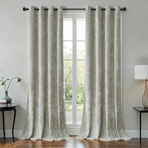 Silbergraue Pannesamt-Vorhänge, luxuriös, wärmeisoliert, schalldichte Vorhänge für Wohnzimmer, Schlafzimmer, Büro, weich und langlebig, lichtfilternde Fensterbehandlungen, 2 Paneele Silbergraue Pannesamt-Vorhänge, luxuriös, wärmeisoliert, schalldichte Vorhänge für Wohnzimmer, Schlafzimmer, Büro, weich und langlebig, lichtfilternde Fensterbehandlungen, 2 Paneele von SMILETIME