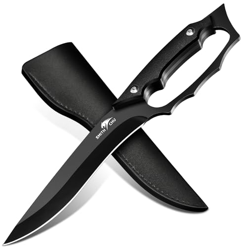 SMITH CHU Full-Tang Outdoor Messer, D2-Stahl Camping Messer mit Lederscheide, Schwarz Feststehende Klinge Scharfes, Ergonomischer Griff mit Handschutz, Männergeschenk für Feiertage SMITH CHU Full-Tang Outdoor Messer, D2-Stahl Camping Messer mit Lederscheide, Schwarz Feststehende Klinge Scharfes, Ergonomischer Griff mit Handschutz, Männergeschenk für Feiertage von SMITH CHU