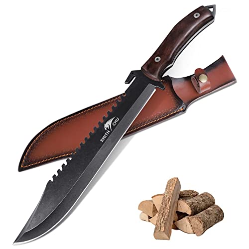 SMITH CHU Großes Outdoor Messer, Überlebensmesser mit Scheide, 27cm Feststehende Klinge Gürtelmesser, Robustes Jagdmesser, Scharfes Survival Camping Messer für Wandern, Jagd, Outdoor SMITH CHU Großes Outdoor Messer, Überlebensmesser mit Scheide, 27cm Feststehende Klinge Gürtelmesser, Robustes Jagdmesser, Scharfes Survival Camping Messer für Wandern, Jagd, Outdoor von SMITH CHU