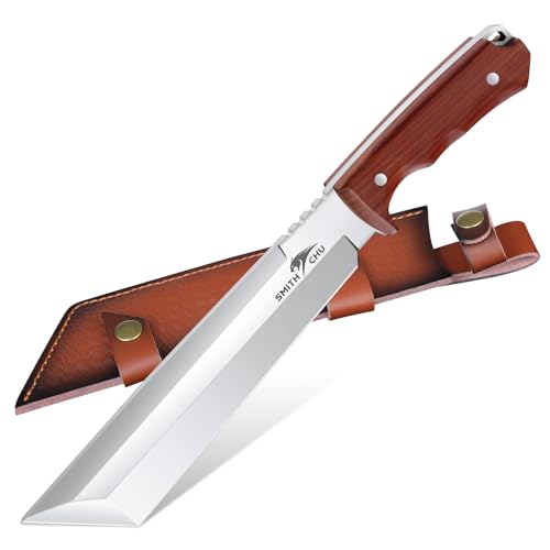 SMITH CHU Großes Tanto Messer Machete scharf echt für Garten,Bushcraft Messer für Wald,Full Tang Jagdmesser mit Scheide,Geschenke für Männer, Klassiker von SMITH CHU