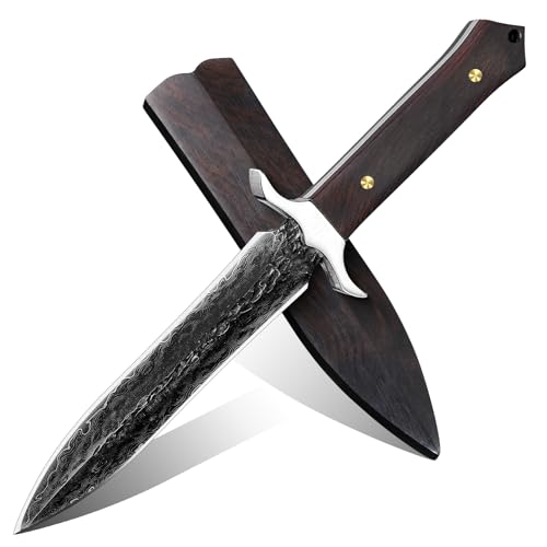 SMITH CHU Outdoor Messer Survival - Multifunktions Survival Messer Outdoor, Bushcraft Camping Messer mit Holzgriff, Die Ideales Geschenke für Männer von SMITH CHU