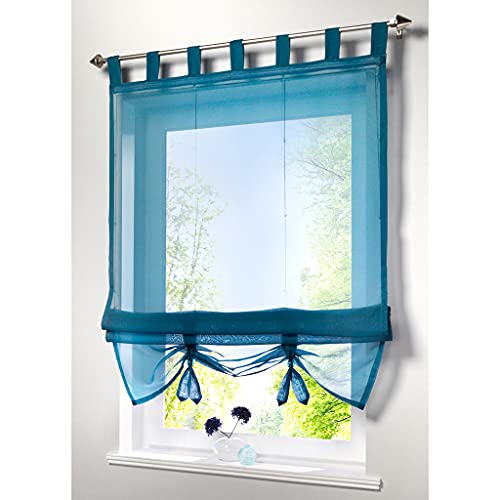SMITHOOM Raffrollo mit Schleife Transparent Voile Vorhänge für Schlafzimmer Wohnzimmer Küche Badezimmer Blau 100x155cm SMITHOOM Raffrollo mit Schleife Transparent Voile Vorhänge für Schlafzimmer Wohnzimmer Küche Badezimmer Blau 100x155cm von SMITHOOM