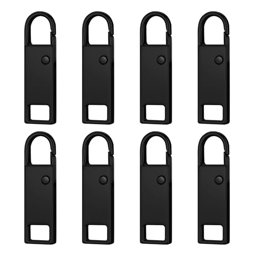 8 Stück Reißverschluss-Griffe, Reparaturlasche, Metall-Reißverschluss, Ersatz für Gepäck, Kleidung, Jacken, Stiefel (schwarz) von SMLBJUTE