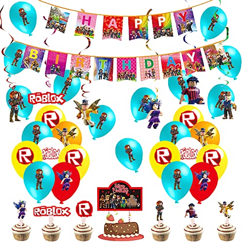 Deko Geburtstag Roblox Geburtstag Deko Roblox Luftballons Roblox Geburtstag Luftballons Roblox Party Deko Roblox Geburtstagsdeko Geburtstag Girlande Kuchendeckel Spielliebhaber Spiralornamente von CMDXBD