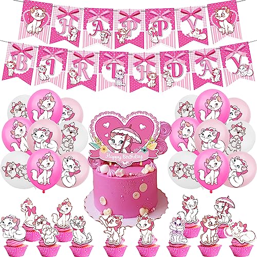 Marie Cat Geburtstag Deko Set - Luftballons, Kuchen Topper, Girlande und Party Zubehör für Marie Katze Feier Marie Cat Geburtstag Deko Set - Luftballons, Kuchen Topper, Girlande und Party Zubehör für Marie Katze Feier von SMLHPARTY