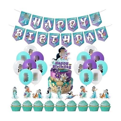 Prinzessin Jasmin Geburtstag Deko Princess Jasmine Deko Geburtstag Prinzessinen Jasmin Luftballons Jasmine Luftballons Princess Jasmine Torten Topper Girlande von SMLHPARTY