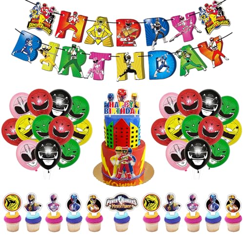 SMLHPARTY Geburtstagsdeko mit Luftballons, Kuchen Deko & Happy Birthday Banner - Mehrfarbig - Cartoon-Motiv - Ideal für Kindergeburtstage von SMLHPARTY