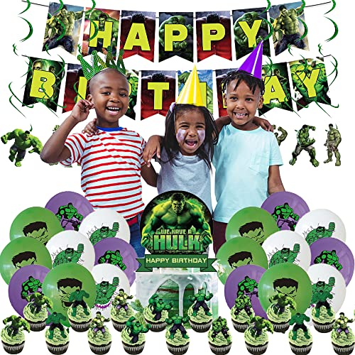 SMLHPARTY Hulk Geburtstag Luftballons und Girlande Grün Hulk Deko Party Deko Geburtstagsdeko Superheld Dekoration von SMLHPARTY