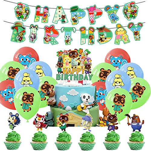 SMLHPARTY Kindergeburtstag Deko Party Deko Geburtstag Luftballons, Kuchentopper, Girlande Mehrfarbig Cartoon von SMLHPARTY