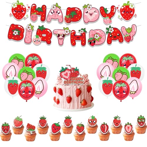 Strawberry Geburtstag Deko Erdbeer Geburtstagsdeko Strawberries Luftballons Deko Strawberry Geburtstag Luftballons Erdbeer Torten Topper Strawberries Geburtstag Girlande Erdbeer Deko Geburtstag von SMLHPARTY