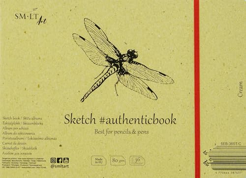 SMLT 5EB-36ST/C Authentic line 245x176 mm genähtes Skizzenblock authenticbook, 80 gsm crème Buchpapier, 36 Blatt von SMLT