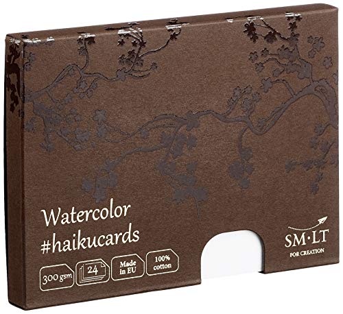 SMLT C-24(300) Haikucards 147x106 mm Aquarellkarten in der Box, 300 gsm Aquarellpapier, 24 Karten, white von SMLT