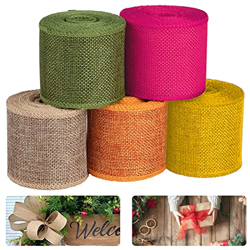 Juteband, Dekoband, Jute, rotes Band, Geschenkband, Jute, Natur, Rolle, Jute, für Handwerk, Juteband, Spitze, Jute, 5 Rollen von SMMWWS2