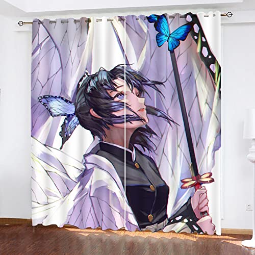 SMNVCKJ Anime Muster Verdunkelungsvorhänge Für Jungen Und Mädchen Schlafzimmer Kinderzimmer Perforierte Vorhänge (8,150 × 166CM) von SMNVCKJ