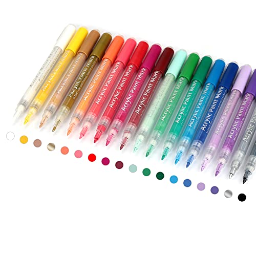 SMOOTHERPRO Acryl Pigmente Marker Felsmalerei 18 Farben Wasserbasis Stifte Ultrafeine Feder für Glaskeramik Stoff Dekoration (HAPM18) von SMOOTHERPRO